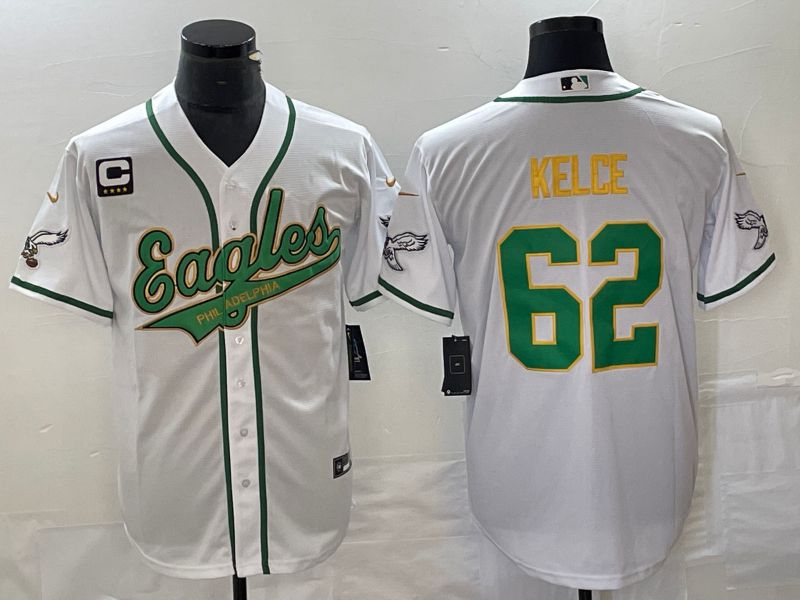 Men Philadelphia Eagles 62 Kelce White Nike 2023 Co Branding Game NFL Jersey style 2